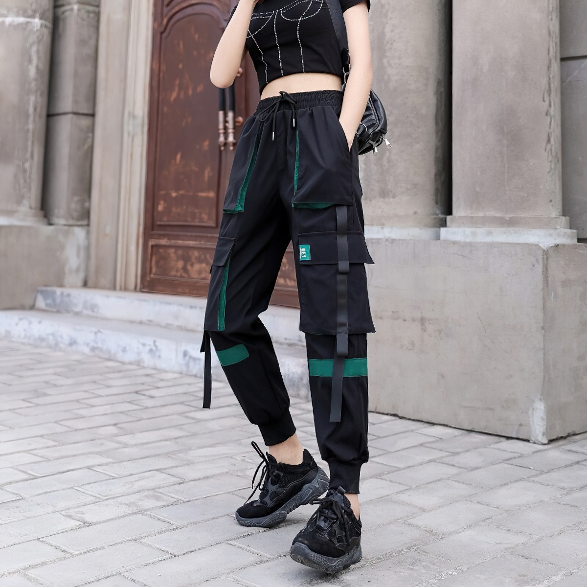 Fashion Women's Pants with High Waist / Casual Cargo pants with Big Pockets - HARD'N'HEAVY