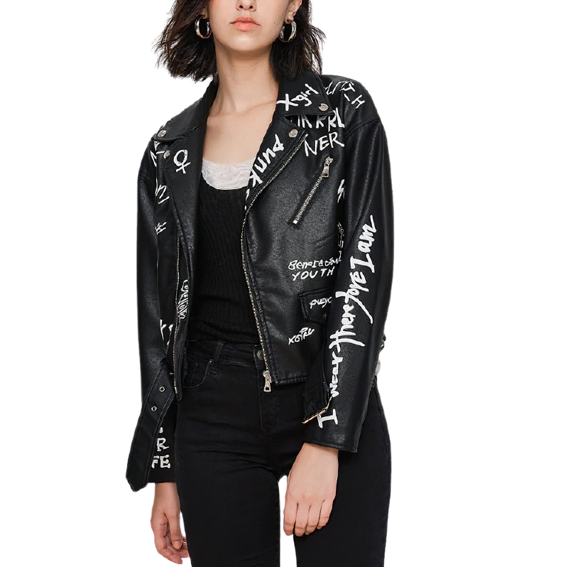 Fashion Women's Pu Leather Jacket / Black Female Motorcyle Jacket With Belt - HARD'N'HEAVY