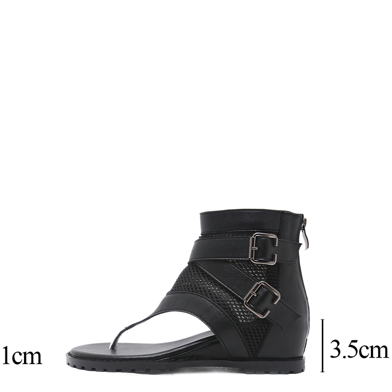 Fashion Women's PU Leather Open Toe Sandals / Cool Zipper Heel Lady Shoes - HARD'N'HEAVY