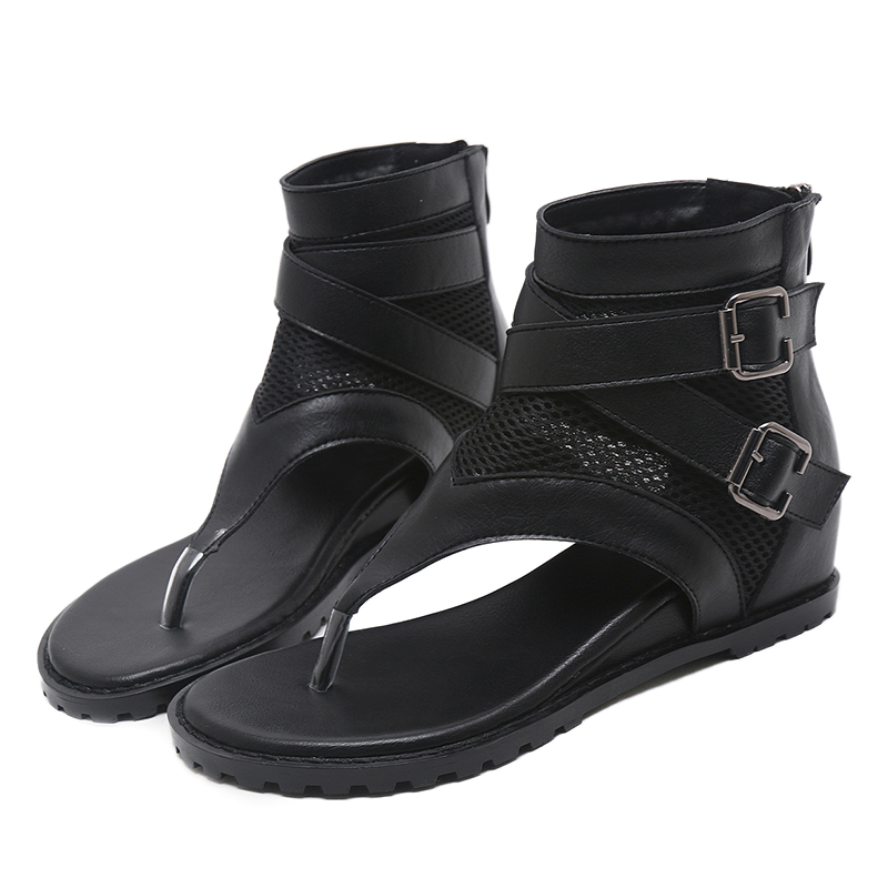 Fashion Women's PU Leather Open Toe Sandals / Cool Zipper Heel Lady Shoes - HARD'N'HEAVY