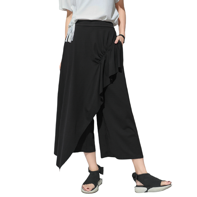 Fashion Women's Ruffle Pants with Elastic Waist / Alternative Style Loose Trousers - HARD'N'HEAVY