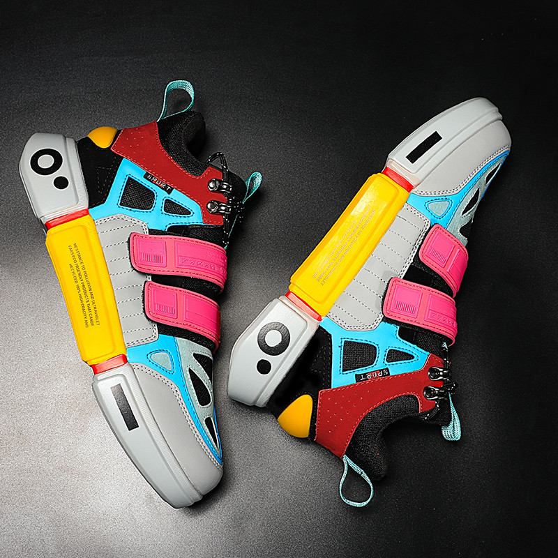 Colorful women's running platform sneakers with cross ties and round toes, perfect for trendy outfits.