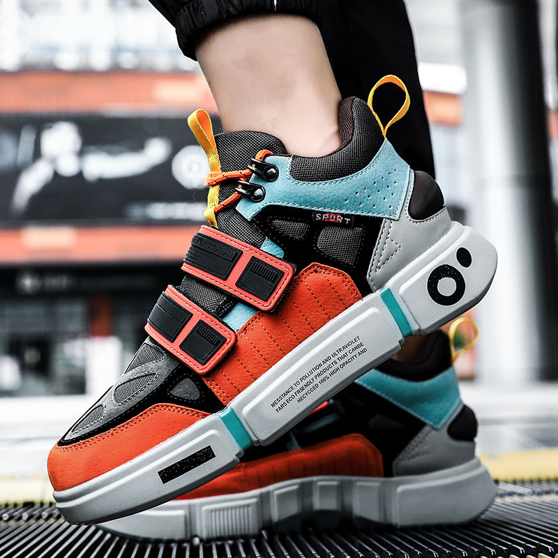 Trendy women's colorful running platform sneakers with cross ties and round toes, perfect for casual outfits.