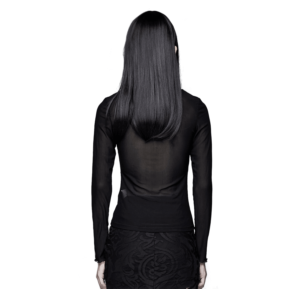 Fashion Women's Slim Fit Top / Gothic Black Long Sleeve Mesh Tops for Lady / Alternative Fashion - HARD'N'HEAVY