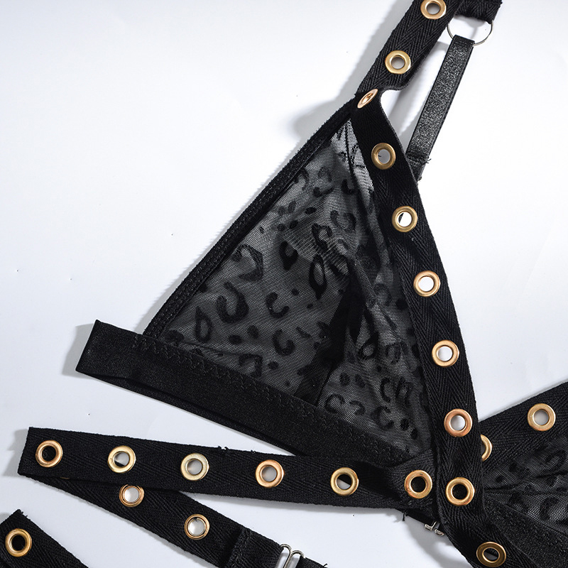 Fashion Women's Underwear in Leopard Print / Sexy Transparent Bra and High Waist Bikini - HARD'N'HEAVY