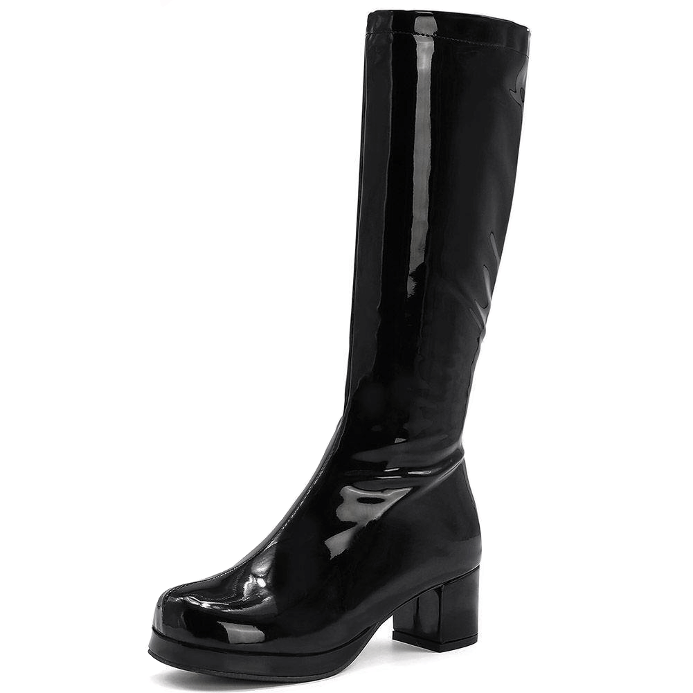 Fashion Zip Chunky Square Heels Boots / Sexy Ladies Platform Mid-Calf Boots