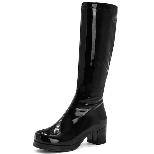 Botas de tacón cuadrado grueso con cremallera de moda / Botas sexy a media pierna con plataforma para mujer