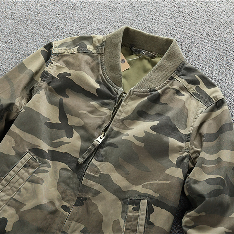 Fashion Zip Up Camo Denim Jacket / Stylish Men's Military Jackets / Alternative Clothing - HARD'N'HEAVY