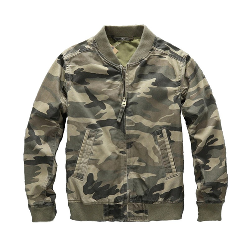 Modische Camo-Jeansjacke mit Reißverschluss / stilvolle Herren-Militärjacken / alternative Kleidung 