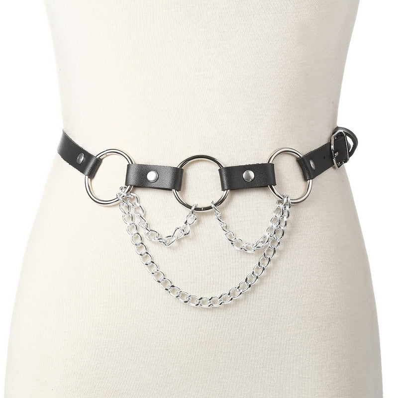 Faux Leather Body Harness with Chain for Women / Female Chain Belt  / Bondage Waist Body Accessories - HARD'N'HEAVY