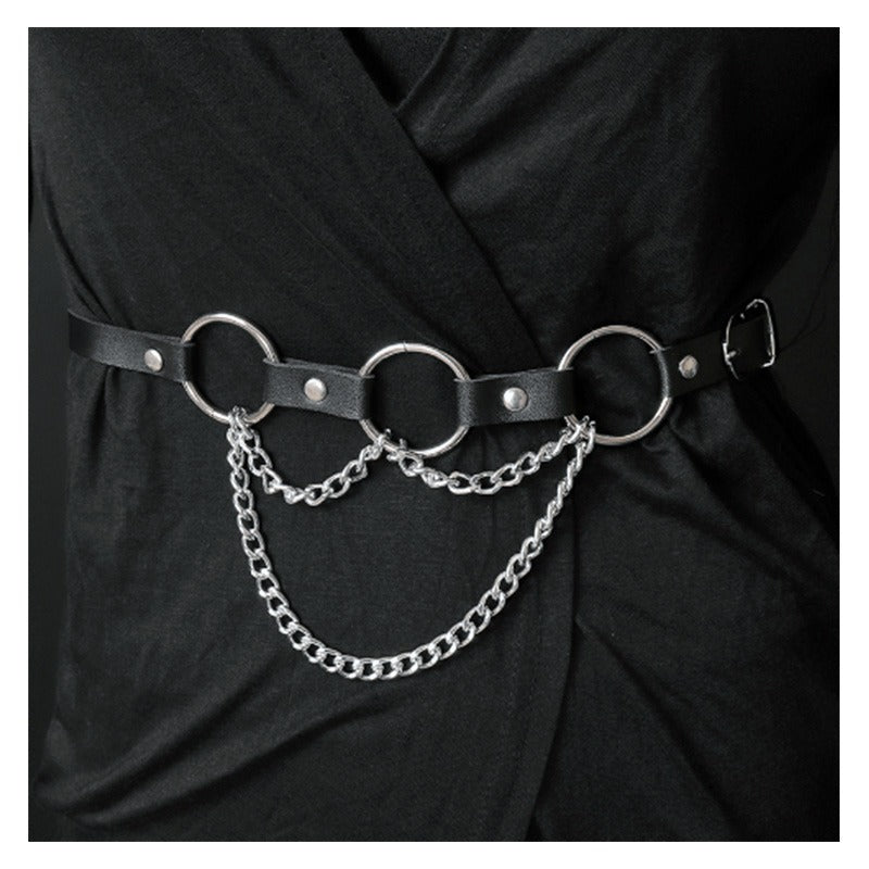 Faux Leather Body Harness with Chain for Women / Female Chain Belt  / Bondage Waist Body Accessories - HARD'N'HEAVY
