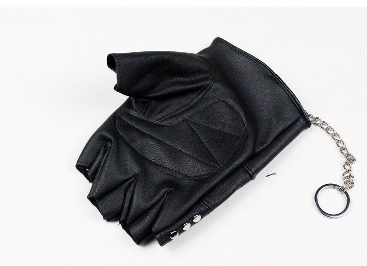 Faux Leather Half-finger Gloves  With Metal Skull Head & Rivets / Rock Style Gloves for Punk & goth - HARD'N'HEAVY