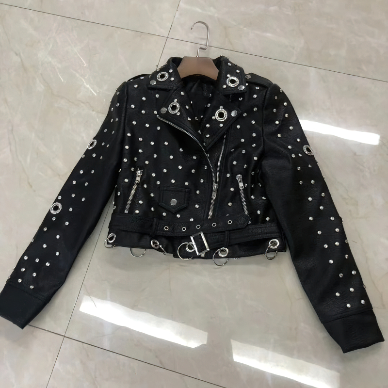 Faux Leather Women Jacket With Rivets / Rock Style Outfit  / Alternative Fashion - HARD'N'HEAVY