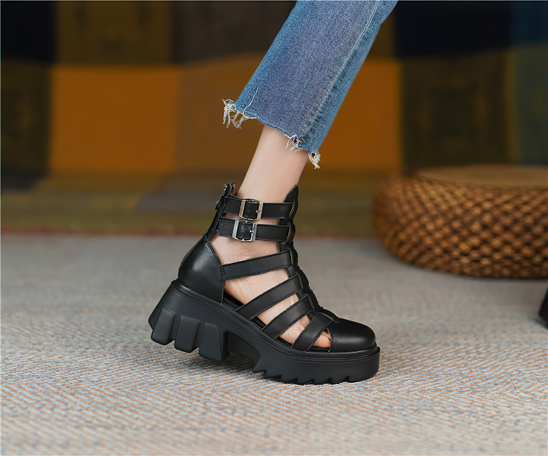 Genuine Leather Sandals For Women / Summer Fashion Footwear - HARD'N'HEAVY