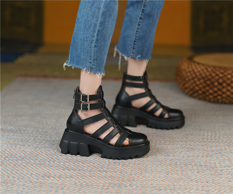 Genuine Leather Sandals For Women / Summer Fashion Footwear - HARD'N'HEAVY