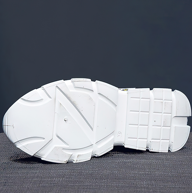 Sole view of stylish white lace-up sneakers with thick bottom, ideal for spring and autumn casual wear.