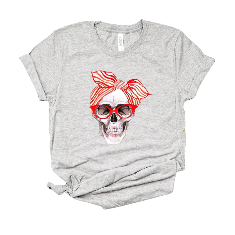 Female Rock Style Short Sleeve T-Shirt / Stylish Casual Clothing With Skull Print - HARD'N'HEAVY