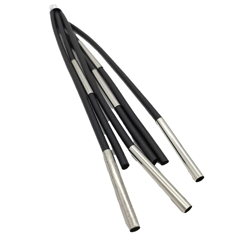 Stylish handmade black rubber long earrings for women in punk style, featuring unique metallic accents.