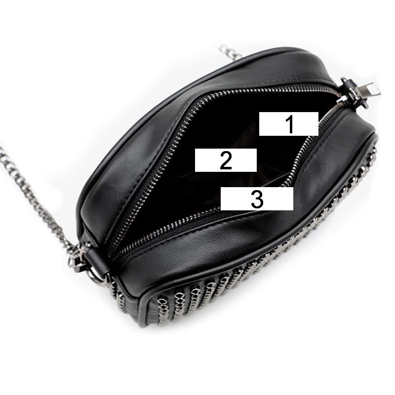Female Small Messenger Vintage Bags / Rivet Shoulder Bags for Ladies / Chain Crossbody Bag - HARD'N'HEAVY