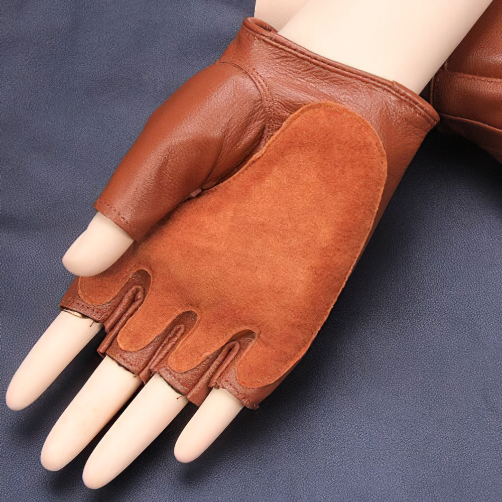 Fitness Male Gloves with Semi-Finger / Men's Leather Gloves for Sport - HARD'N'HEAVY
