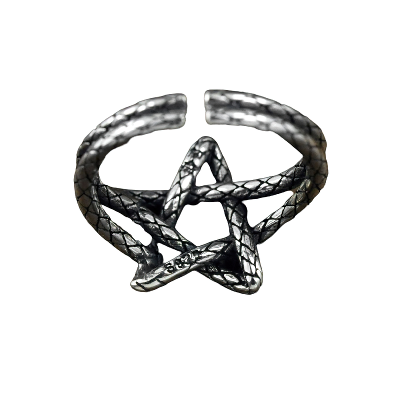 Five Star Open Retro Ring for women, crafted from sterling silver with a unique five-star design.