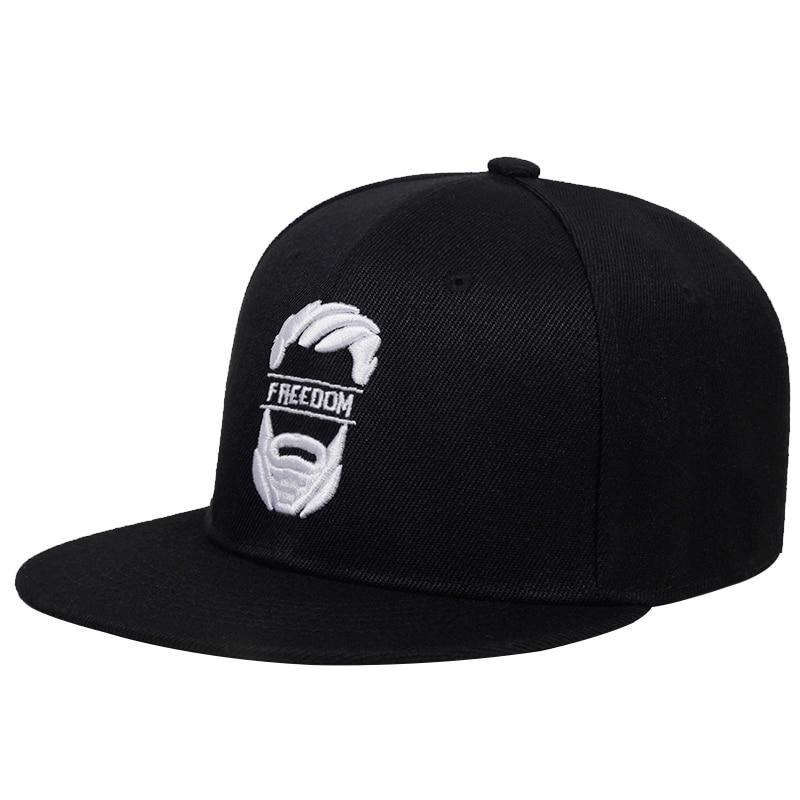 Freedom embroidery snapback baseball cap in black, stylish unisex accessory with adjustable fit for casual outfits.