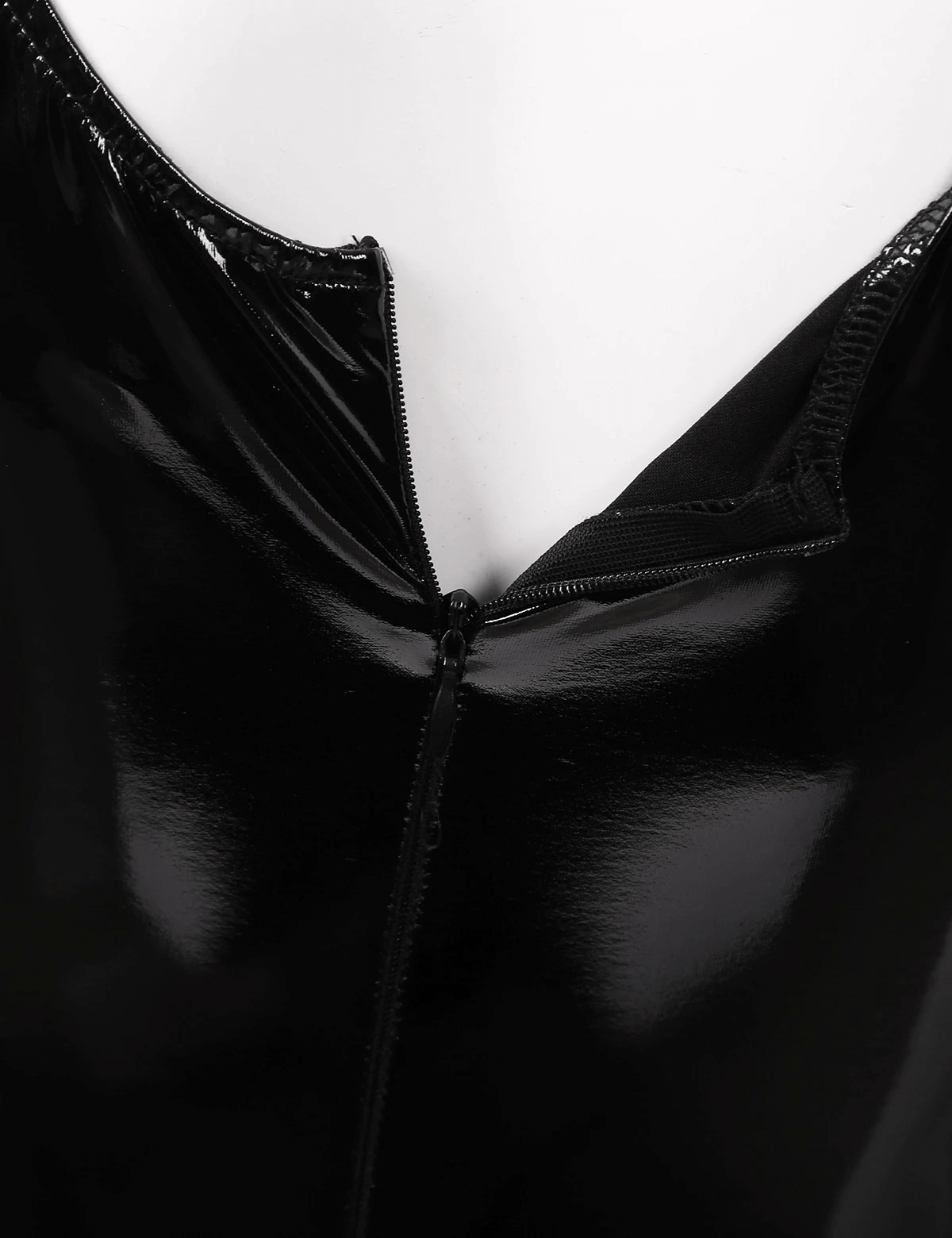 Full-Body Women's Black Jumpsuit / Wet Look Crotchless Catsuit / U-neckline Sleeveless Leotard - HARD'N'HEAVY