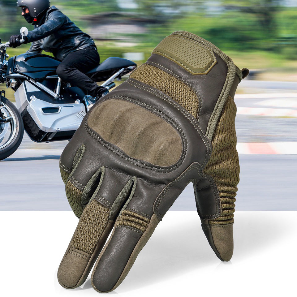 Full finger tactical touch screen gloves for biking, airsoft, and military use with hard knuckles and durable material.