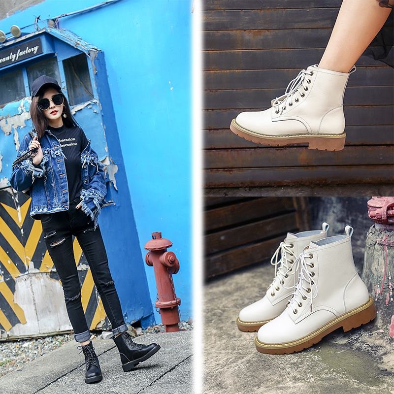 Full Nature Genuine Leather Womens Boots / Female Lace-Up Platform Autumn/Winter Ankle Boots - HARD'N'HEAVY