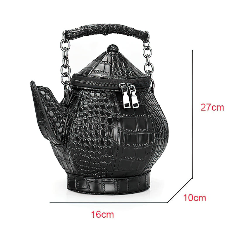 Funny Teapot Shaped Women's Handbag / Stone Pattern Bag / Single Shoulder Black Messenger Bag - HARD'N'HEAVY