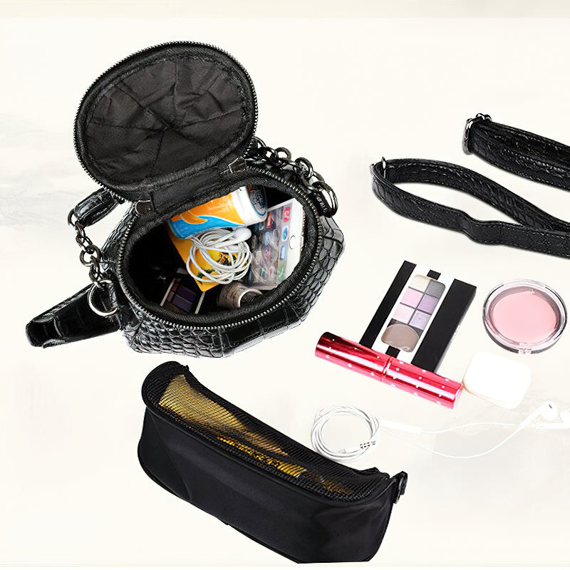 Funny Teapot Shaped Women's Handbag / Stone Pattern Bag / Single Shoulder Black Messenger Bag - HARD'N'HEAVY