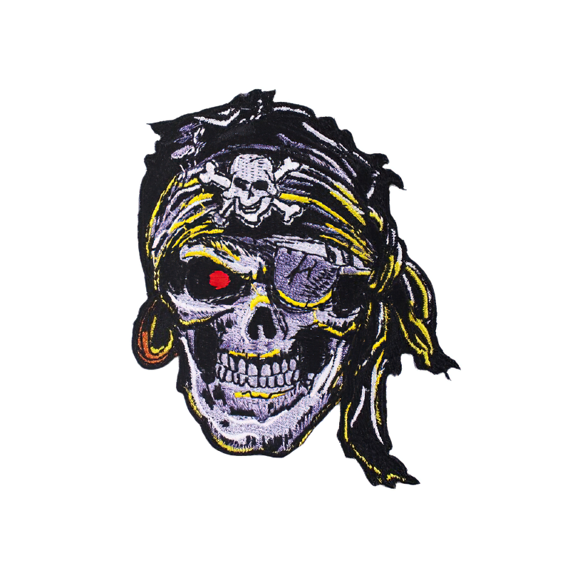 Unisex pirate skull patch accessory for rave outfits, perfect for adding a stylish touch to your clothes.