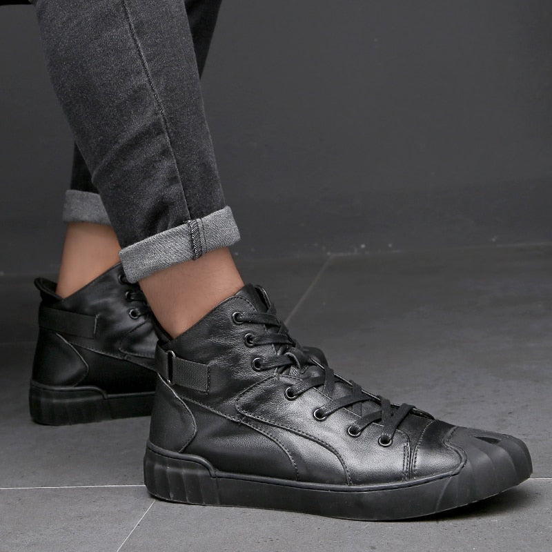 Stylish genuine leather sneakers for men, perfect for casual wear and long activities.