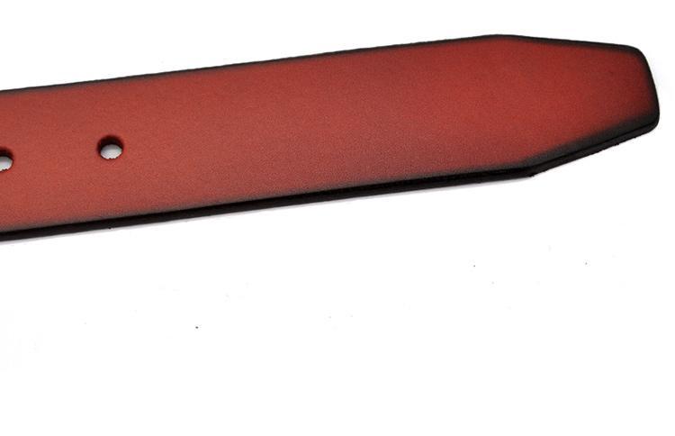 Genuine leather without buckle belt for men and women, showcasing smooth cowskin texture and stylish design.