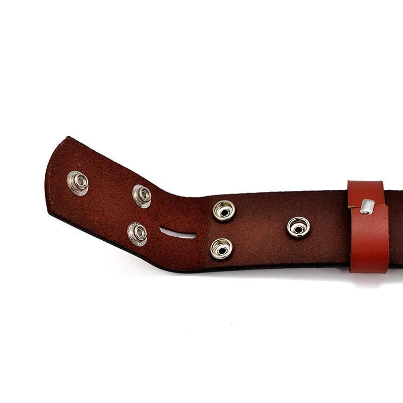 Genuine leather belt without buckle, featuring metal details, perfect for casual outfits and alternative fashion.