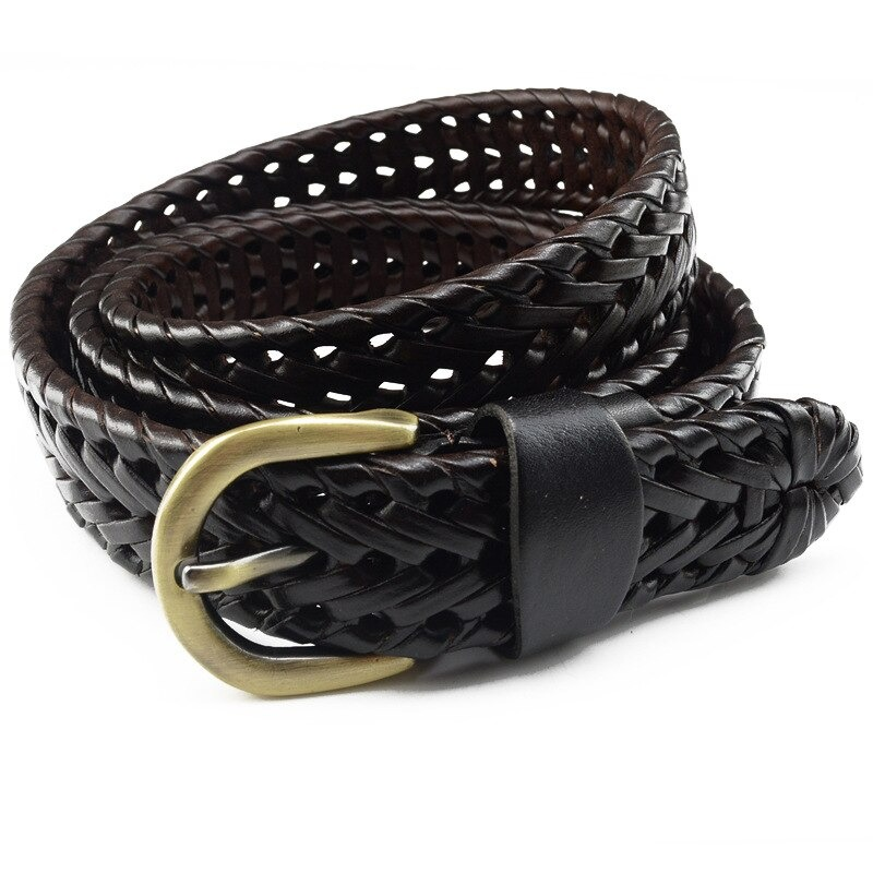 Genuine Leather Hand Knitted Pin Buckle Women Belt / Alternative Fashion Thin Belt - HARD'N'HEAVY