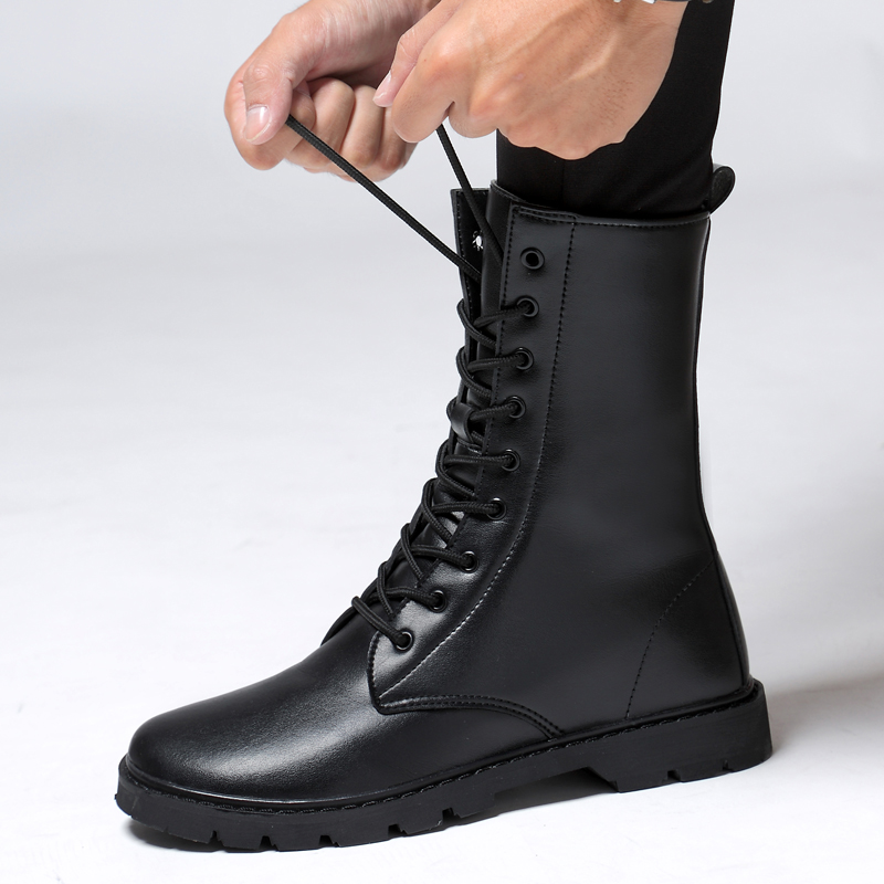 Leather Warm Lace Up Boots Genuine Leather Lace-up High Top Boots
