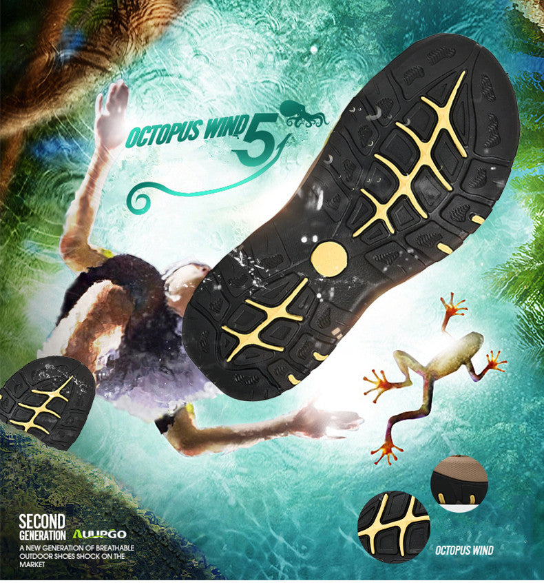 Sole of Octopus Wind 5 outdoor shoes, showing unique grip design for water activities. Ideal for active summer adventures.