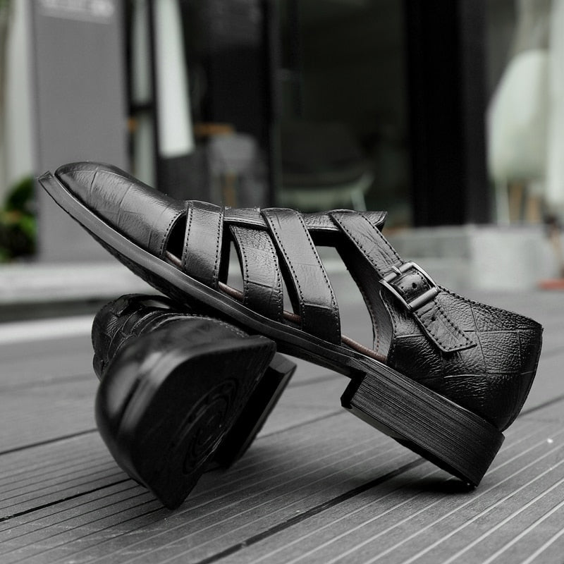 Genuine Leather Men Sandals / High Quality Shoes for Rocker / Grunge Outfits - HARD'N'HEAVY