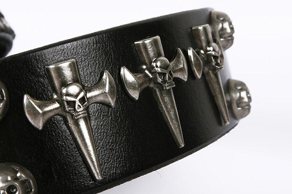 Genuine Leather Metal Belt / Rock Style Skull Punk Men Belt - HARD'N'HEAVY