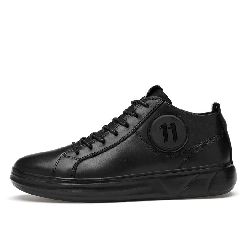 Genuine Leather Mid-top Men Sneakers / Comfortable Alternative fashion Shoes / Rave Outfits - HARD'N'HEAVY