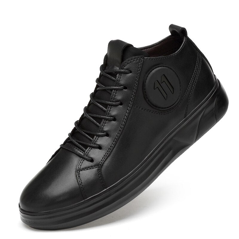Genuine Leather Mid-top Men Sneakers / Comfortable Alternative fashion Shoes / Rave Outfits - HARD'N'HEAVY