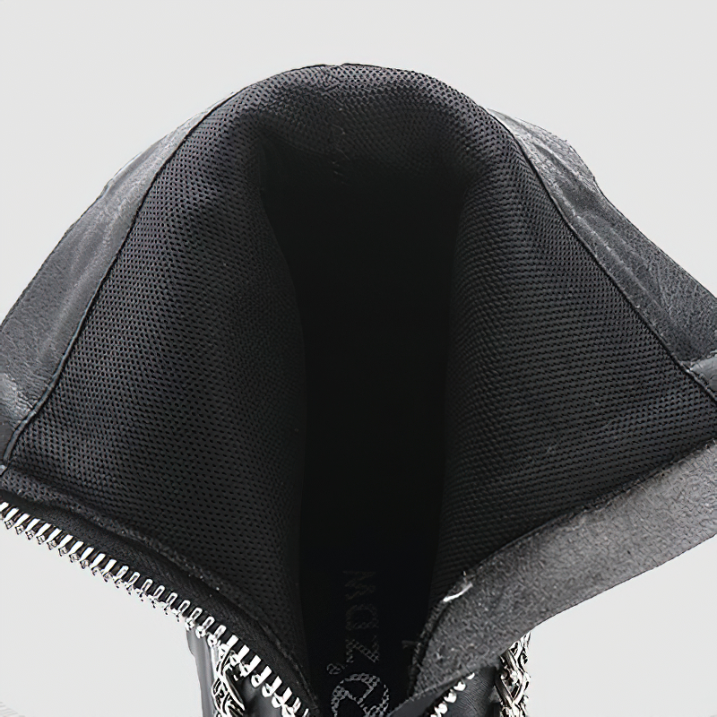 Genuine Leather Mixed Color Women's Boots With Metal Decoration / Platform Rivet Ankle Shoes - HARD'N'HEAVY