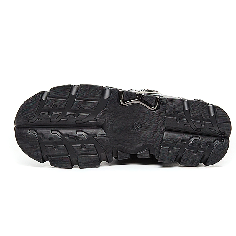 Genuine Leather Mixed Color Women's Boots With Metal Decoration / Platform Rivet Ankle Shoes - HARD'N'HEAVY