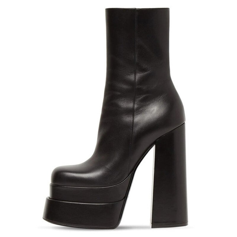Genuine Leather Women's Boots / Cool Zipper Platforms / Elegant Female Heels - HARD'N'HEAVY