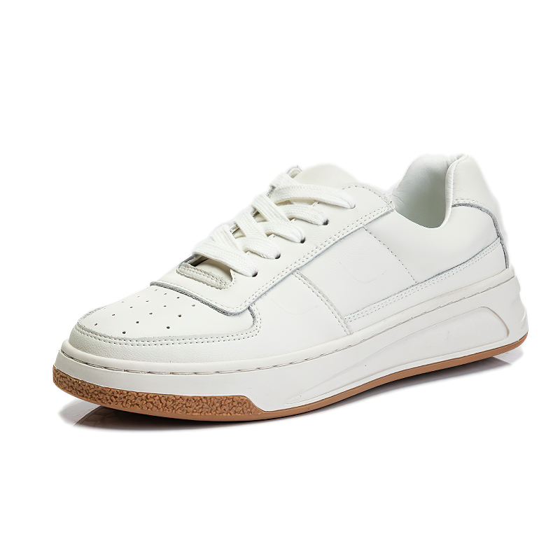 Genuine leather women's sneakers in white with cross tying, perfect for spring and fall stylish looks.