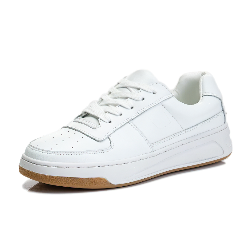 Genuine leather white women's sneakers with a stylish design, perfect for spring and fall. Ideal for casual and fashionable looks.