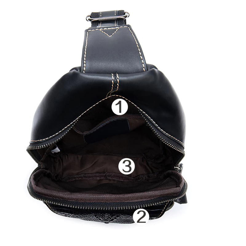 Genuine Leather Zipper Men's Bag / Male Pattern Crocodile Chest Bags / Luxury Accessories - HARD'N'HEAVY