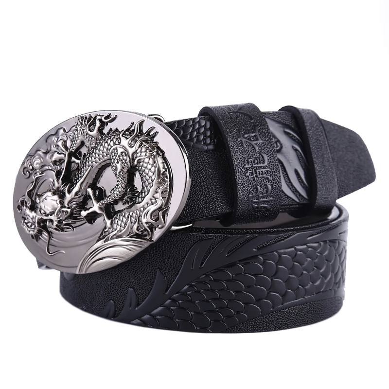 Genuine PU Leather Handcraft Belt / Fashion unisex with Buckle Design Dragon - HARD'N'HEAVY