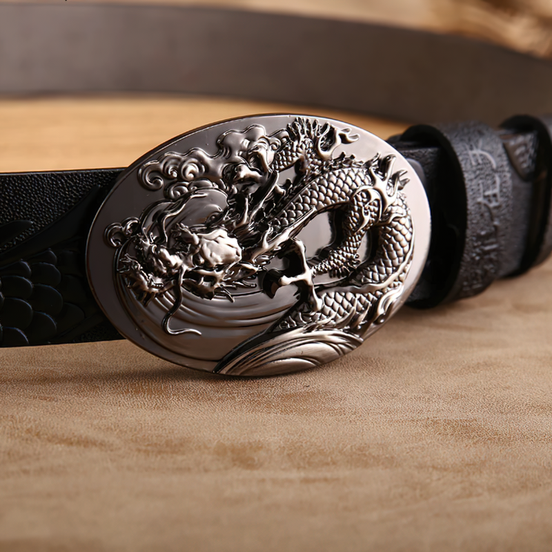 Genuine PU Leather Handcraft Belt / Fashion unisex with Buckle Design Dragon - HARD'N'HEAVY